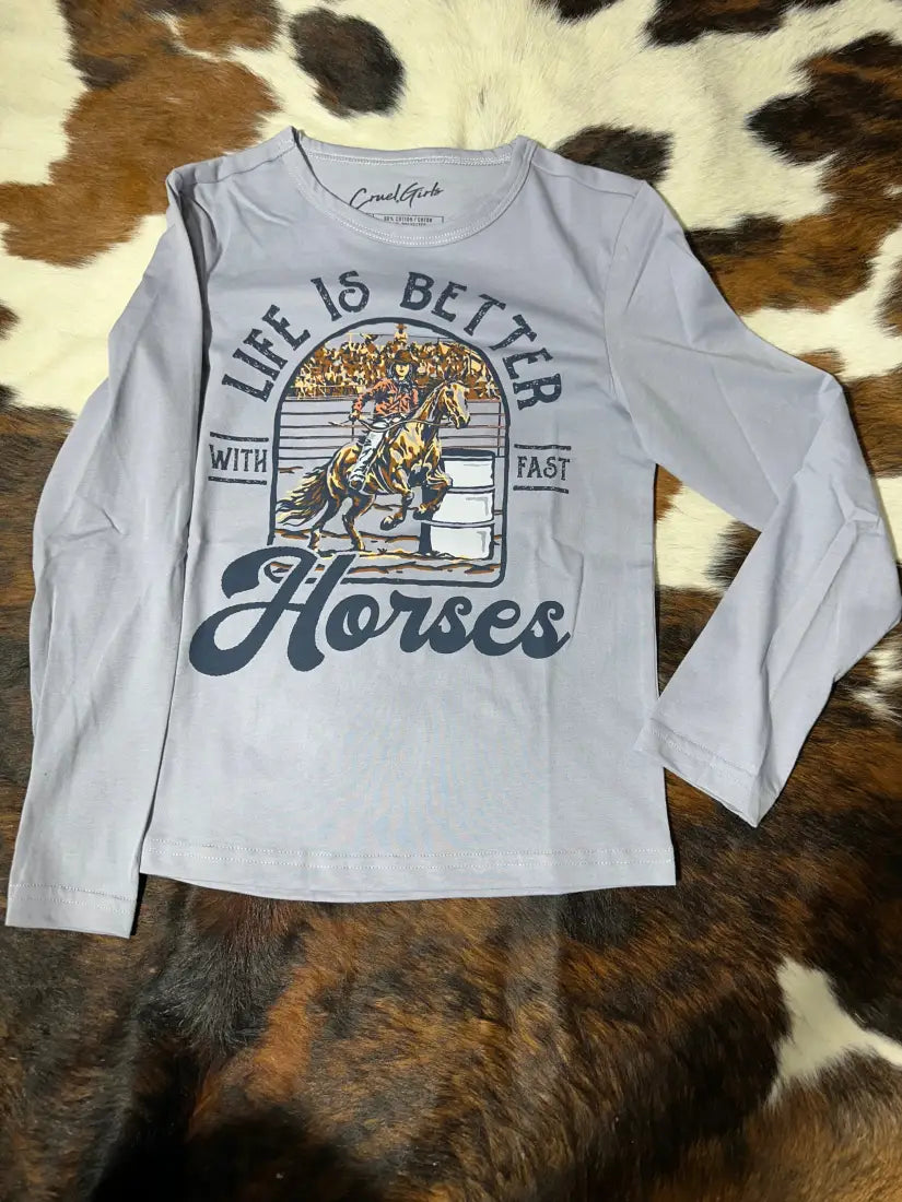 Cruel Girl’s ’Life is Better’ Long Sleeve T-Shirt XSmall Girl’s T-Shirt