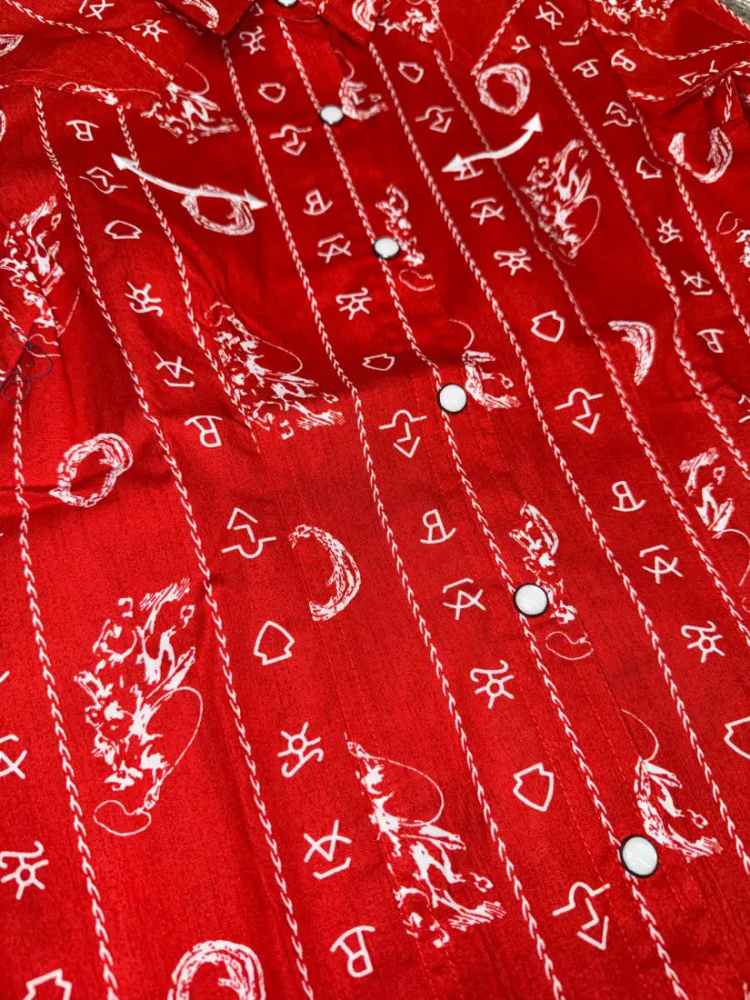 Cruel Girl’s Red Cattle Brands Western Shirt Girl’s Western
