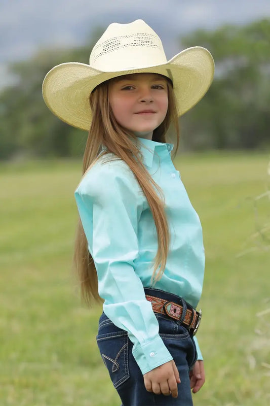 Cruel Girl’s Solid Light Turquoise Western Shirt XSmall Girl’s Western