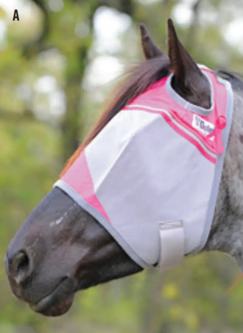 Crusader Fly Mask NO Ear (Multiple Colors/Patterns) Arab/Small Horse / Pink (Breast Cancer Research) Fly Protection