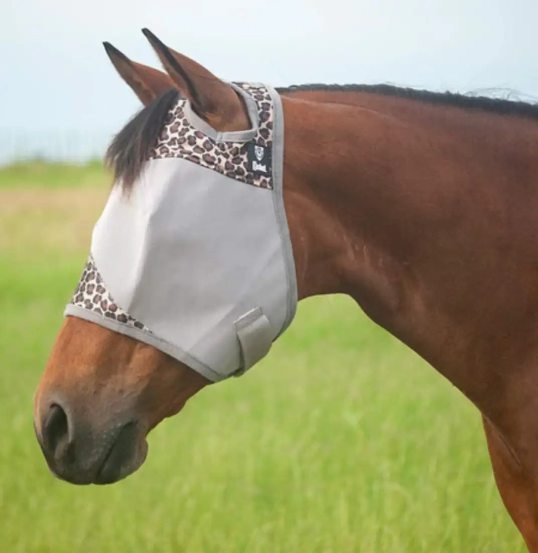Crusader Fly Mask NO Ear (Multiple Colors/Patterns) Weanling/Small Pony / Leopard Fly Protection