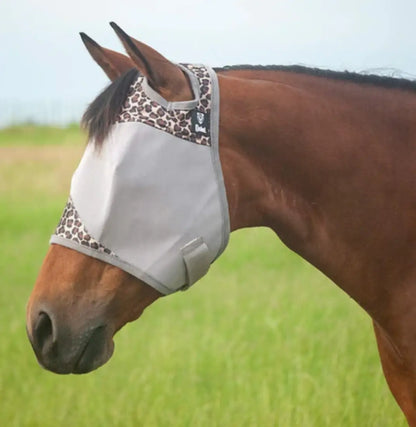 Crusader Fly Mask NO Ear (Multiple Colors/Patterns) Weanling/Small Pony / Leopard Fly Protection