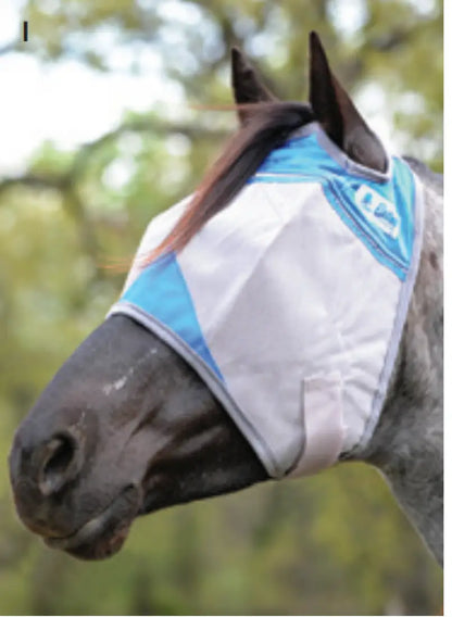 Crusader Fly Mask NO Ear (Multiple Colors/Patterns) Yearling/Large Pony / Blue (Military Support) Fly Protection