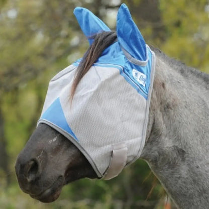 Crusader Fly Mask with Ears (Multiple Colors/Patterns) Arab/Small Horse / Blue (Military Support) Fly Protection