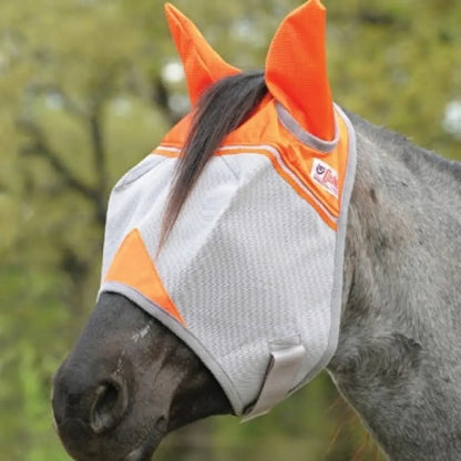 Crusader Fly Mask with Ears (Multiple Colors/Patterns) Arab/Small Horse / Orange (Animal Rescue) Fly Protection