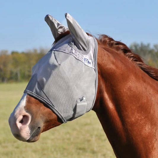 Crusader Fly Mask with Ears (Multiple Colors/Patterns) Mini/Foal / Grey Fly Protection
