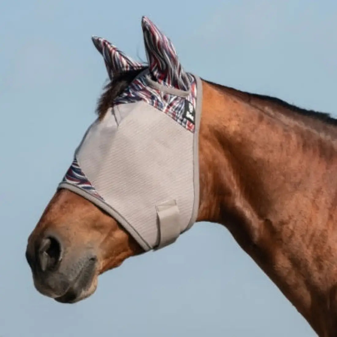 Crusader Fly Mask with Ears (Multiple Colors/Patterns) Weanling/Small Pony / American Wave Fly Protection