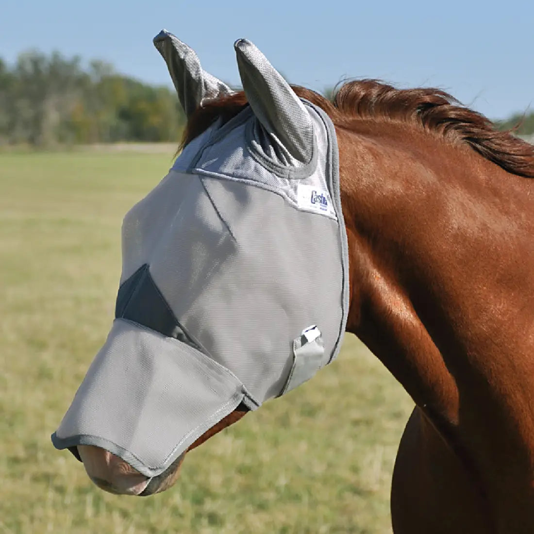 Crusader Long Nose Fly Mask with Ears (Gray) Fly Protection