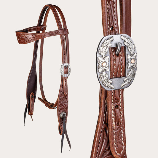 Cactus Trevor Brazile Relentless Browband Headstall - Floral Tooled