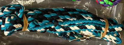 CST Braided & Knotted Barrel Reins Black/Teal/Cream / 3/4’’ / 8’ Reins