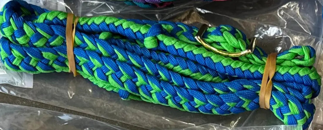 CST Braided & Knotted Barrel Reins Blue/Lime / 3/4’’ / 8’ Reins