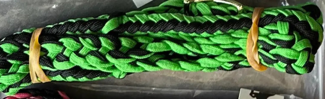 CST Braided & Knotted Barrel Reins Lime/Black / 3/4’’ / 8’ Reins