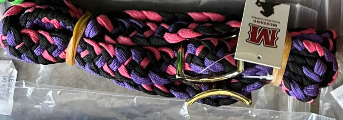 CST Braided & Knotted Barrel Reins Pink/Purple/Black / 3/4’’ / 8’ Reins