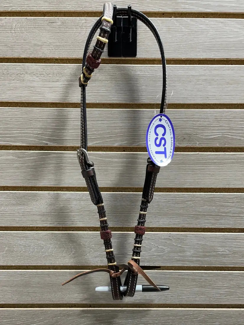 CST One Ear Headstall - 3 Tone Rawhide Braided Knots One Ear Headstall Headstall