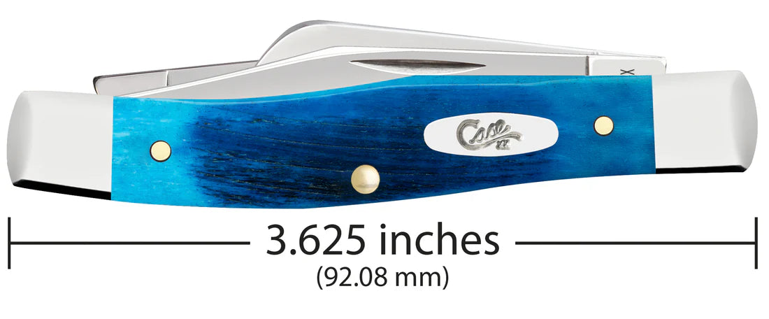 Case Sawcut Jigged Caribbean Blue Bone Medium Stockman Knife