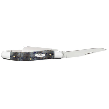 Case Smooth Blue Curly Oak Wood Medium Stockman Knife