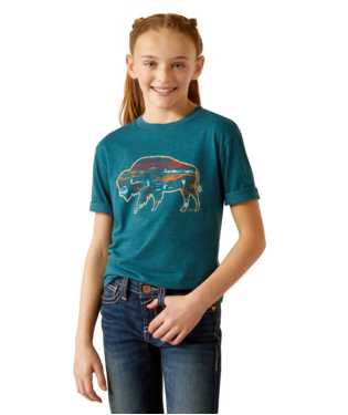 Ariat Girl's Heather Deep Sea Bison T-Shirt