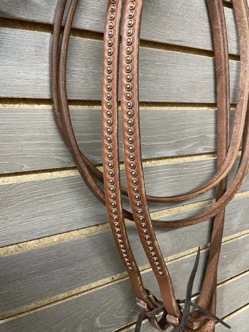 Dutton Dotted Split Reins - 5/8’’ (Tie Ends) Copper Dot / 5/8’’ / 8’ Reins