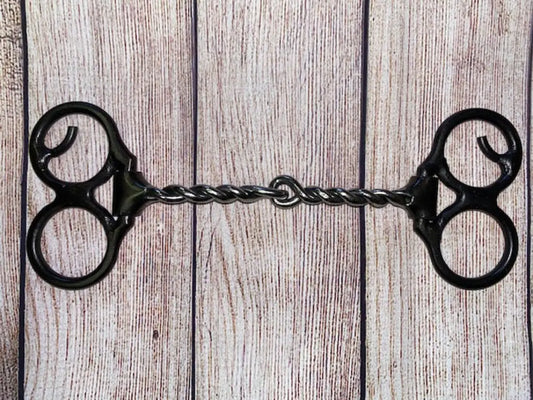 Dutton Double Ring Butterfly Shank Bit Twisted Wire Snaffle Bit