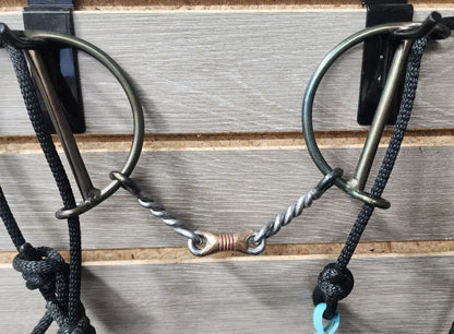 Dutton Draw Gag Bit Twisted Dogbone - Half Ring Bit