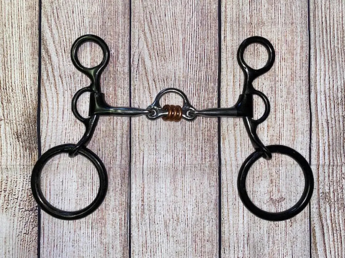 Dutton Old Cowboy Shank Bit Smooth Broken Port with Copper Rollers Bit