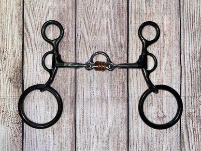 Dutton Old Cowboy Shank Bit Smooth Broken Port with Copper Rollers Bit