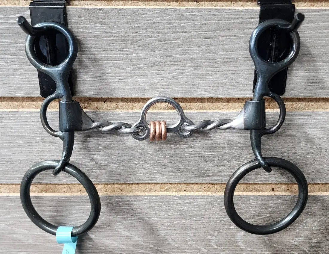 Dutton Old Cowboy Shank Bit Twisted Broken Port with Copper Rollers Bit