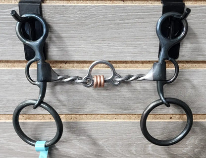 Dutton Old Cowboy Shank Bit Twisted Broken Port with Copper Rollers Bit