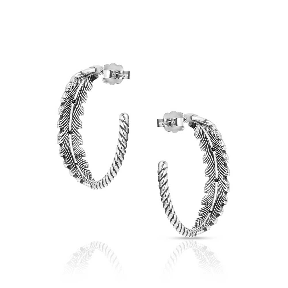 Montana Silversmiths Feathered Path Hoop Earrings