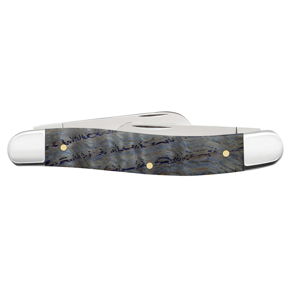 Case Smooth Blue Curly Oak Wood Medium Stockman Knife