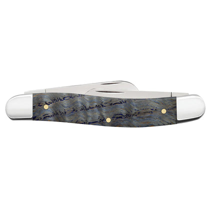 Case Smooth Blue Curly Oak Wood Medium Stockman Knife
