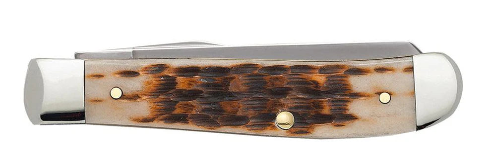 Case Amber Bone Peach Seed Jig Mini Trapper Knife