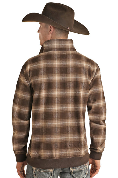 Rock & Roll Men's Brown Plaid Pullover