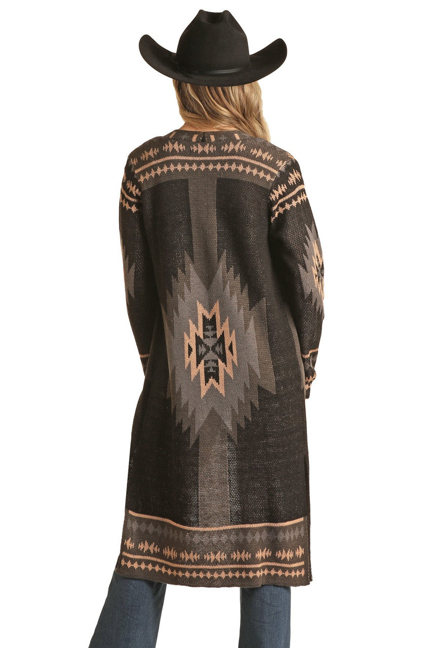 Rock & Roll Aztec Printed Sweater Duster – Leanin' Pole Arena