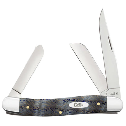 Case Smooth Blue Curly Oak Wood Medium Stockman Knife