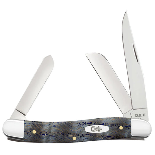 Case Smooth Blue Curly Oak Wood Medium Stockman Knife
