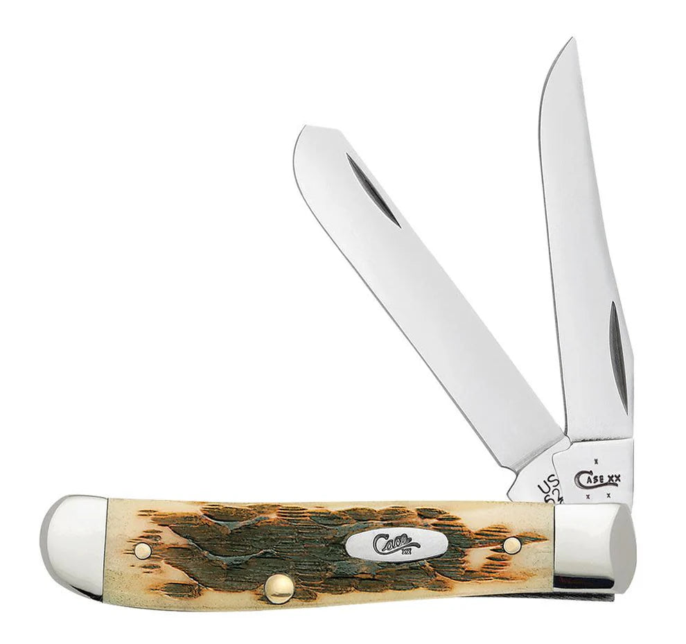 Case Amber Bone Peach Seed Jig Mini Trapper Knife