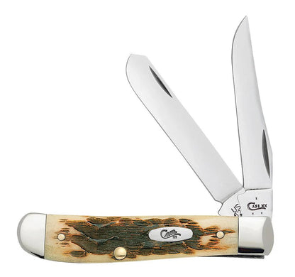Case Amber Bone Peach Seed Jig Mini Trapper Knife