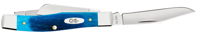 Case Sawcut Jigged Caribbean Blue Bone Medium Stockman Knife