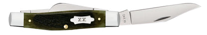 Case Olive Green Bone Sawcut Jig Large Stockman Knife