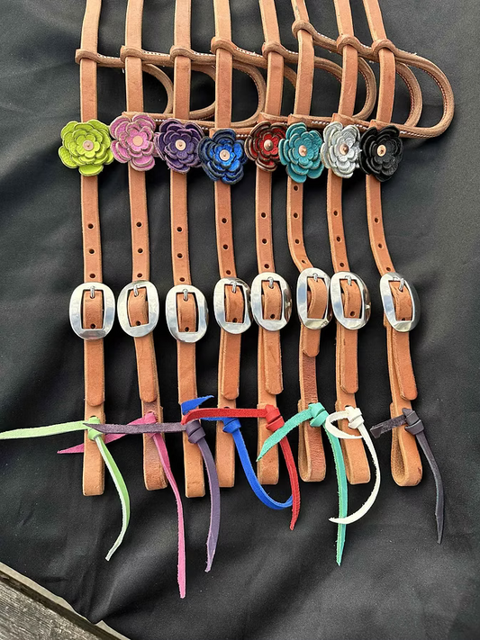 Performance Pony Leather Flower One Ear Headstall- Dark Oil