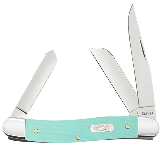 Case Smooth Seafoam Green G-10 Medium Stockman Knife