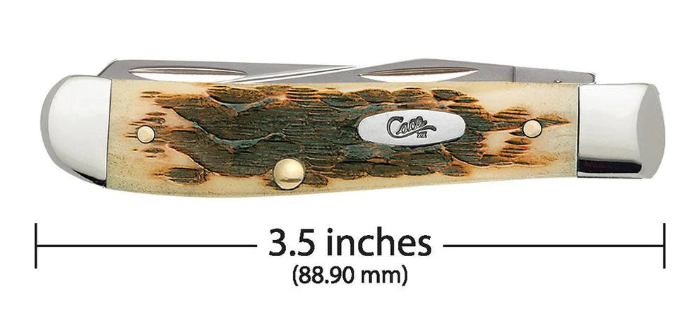 Case Amber Bone Peach Seed Jig Mini Trapper Knife