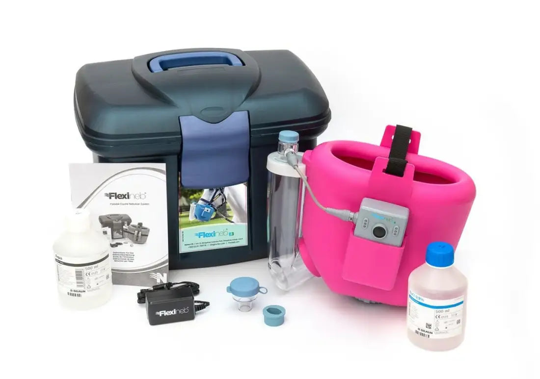 Flexineb E3 Portable Equine Nebulizer Complete System - ADULT Pink / Hard Case Horse Therapy