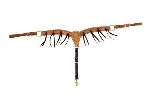 Cowboy Tack 2″ Golden Leather Roughout with Latigo Strings Breastcollar