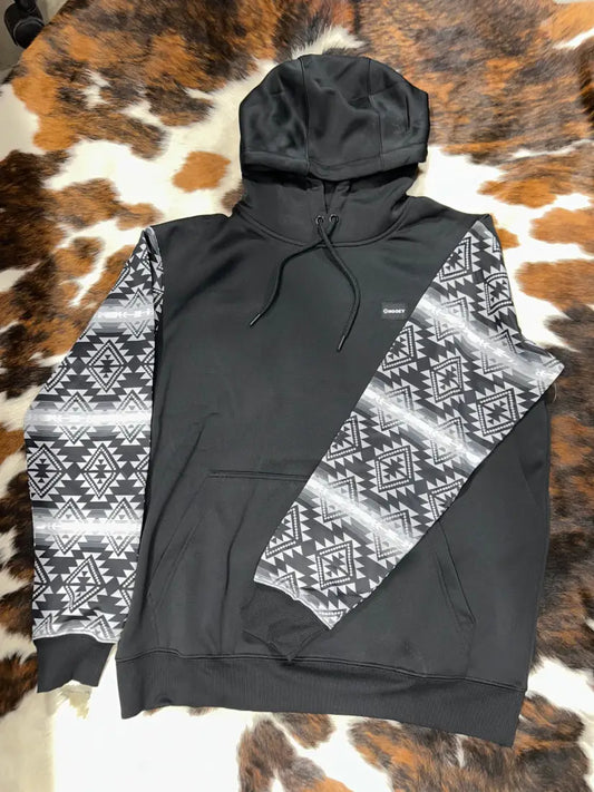 Hooey Boy’s Black w/ Gray Aztec Sleeves Legendary Hoodie XSmall Boy’s Pullover