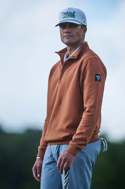 Hooey Men’s Caramel ¼ Zip Golf Pullover Small Men’s Pullover