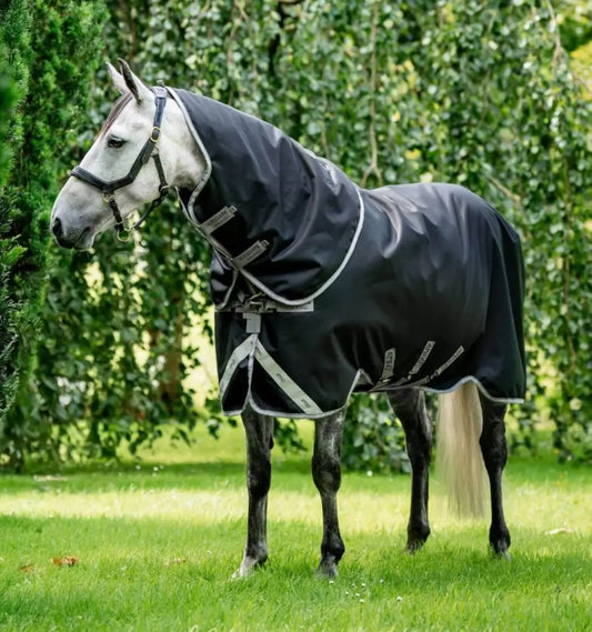 Horseware Amigo® Bravo 1200D Plus (400g Heavy) Winter Blanket 66’’ / Black/Titanium Grey & Silver Winter Blanket