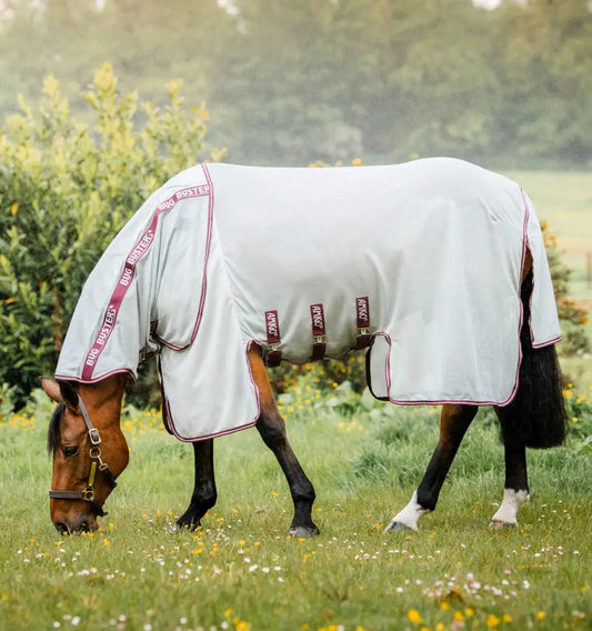 Horseware Amigo® Bug Buster Vamoose® with No-Fly Zone Fly Sheet 66’’ / Silver / Burgundy Fly Protection