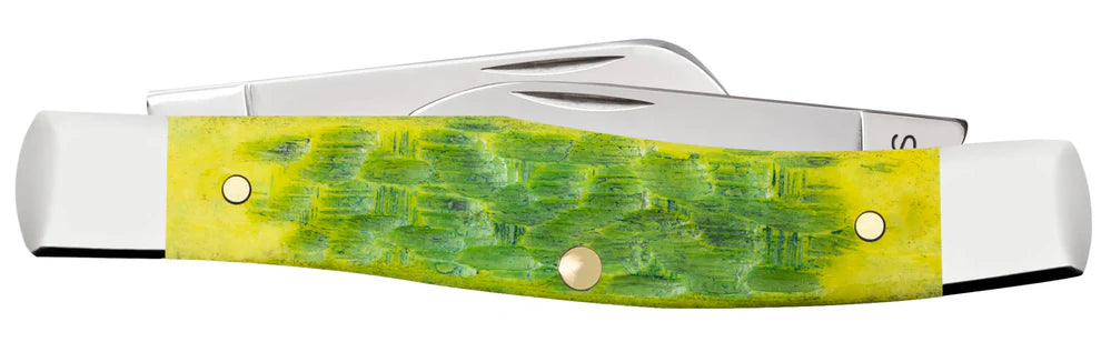 Case Peach Seed Jig Green Apple Bone Medium Stockman Knife